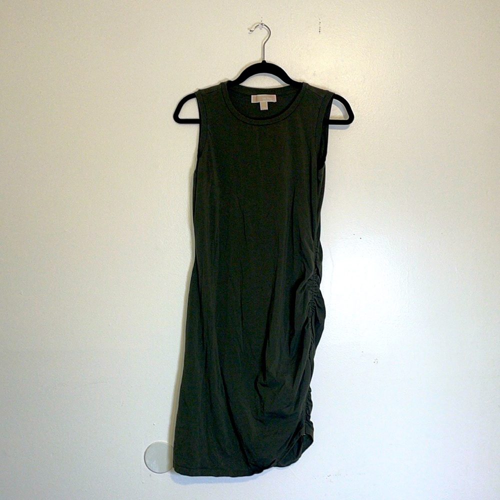 Michael Kors | Green Asymmetrical Ruched Sheath Dress